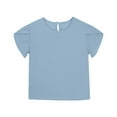 thumbnail image 3 of Shadoumai Girls Tops Size 7-8 Solid Color O Neck Shirt Short Sleeve T Shirt Comfy Preppy Tops T Shirts for Boys and Girls, 3 of 3