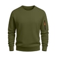 thumbnail image 3 of Mens Long Sleeve Round Neck Sweatshirts Loose Solid Color Casual Home Sport Pullover with Zip Pocket Green-a L, 3 of 9