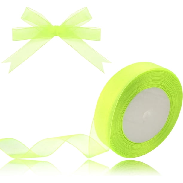 Zhuge Cinta de organza transparente verde de 3/4 de pulgada, cinta de gasa de 50 yardas para envolver regalos, día de la madre, bodas, ramos de flores, manualidades (verde claro)