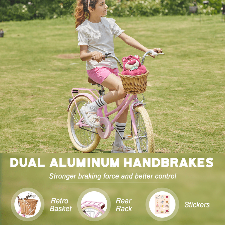 Glerc, Girl Cruiser Kids Bike 20 Inch, Pink, Shimano 6-Speed