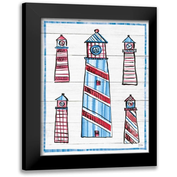 Averinos, Melissa 12x14 Black Modern Framed Museum Art Print Titled - Coastal Americana II Shiplap