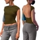 thumbnail image 1 of Camiseta de espalda abierta, camiseta de mujer de manga corta sin espalda, ajustada y sin espalda, top de verano sin espalda, apariencia llamativa, 1 of 5
