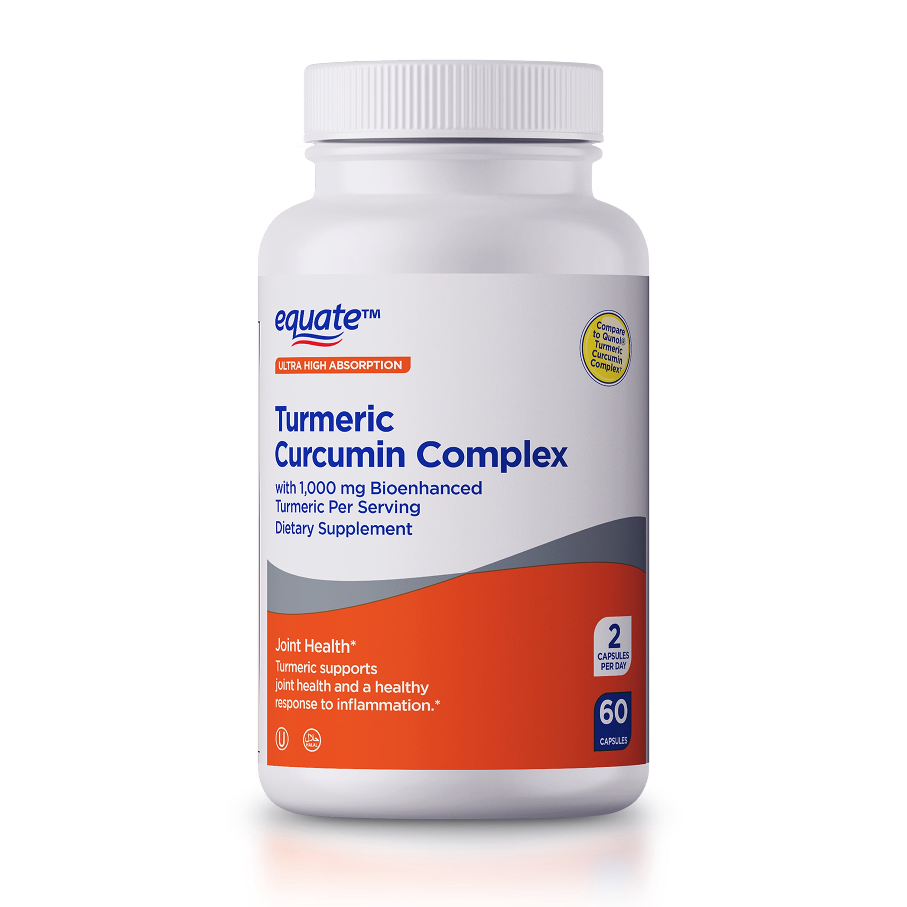(3 pack) Equate Turmeric Curcumin Complex 1,000mg Capsules, 60 count