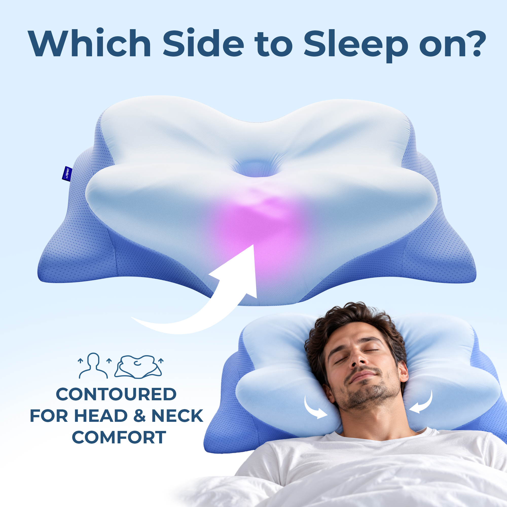 Derila Ergo Cervical Memory Foam Pillow, Blue photo 5