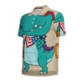 thumbnail image 2 of Balery Cool Dino Playing Skateboard Printed Men’s Short Sleeve Polo Shirt, Midweight Men's Shirt,Golf Polo shirts -Large, 2 of 9