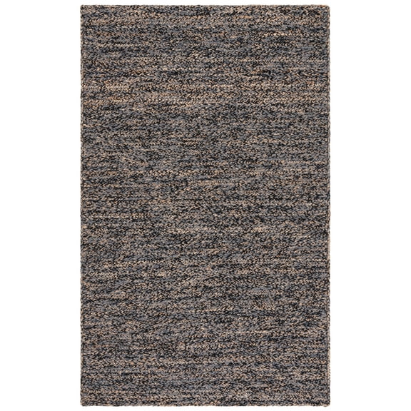 SAFAVIEH Natural Fiber Geordie Solid Area Rug, Black/Natural, 3' x 5'