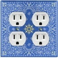 thumbnail image 1 of Metal Light Switch Plate Cover Blue Floral Bandana Paisley Tile Pattern TIL045, 1 of 13