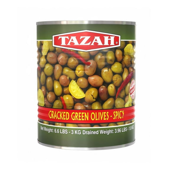 Tazah Spicy Cracked Olives 6.6 Pound