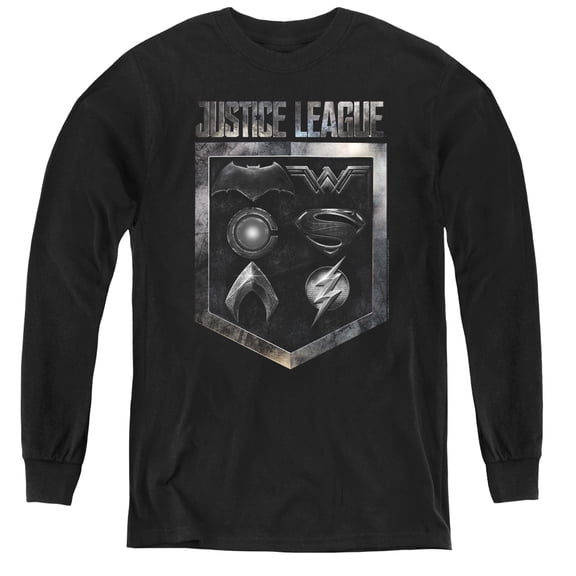Justice League Movie - Shield Of Emblems - Youth Long Sleeve Shirt - X-Large