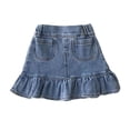 thumbnail image 3 of Girls Denim Skirt Size 3-4Y Casual Mini Skirts with Pleated Hem A Line Stretch Waistband Versatile Daily Kids Jeans Skirt, 3 of 9
