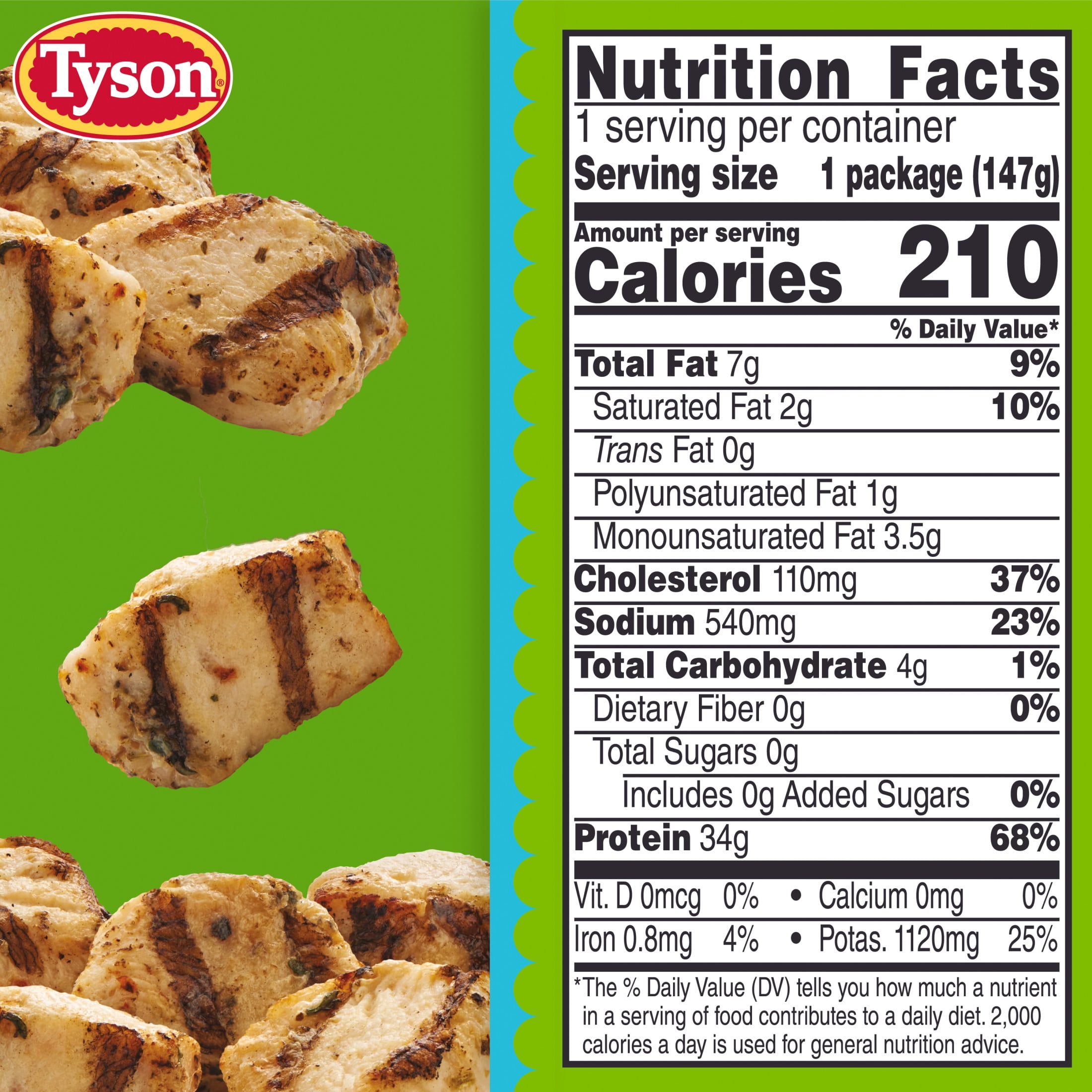Tyson Garlic & Herb Seasoned Chicken Bites Cup, 5.2 oz (Frozen, Fully Cooked)