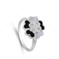 thumbnail image 4 of CHOOSE YOUR COLOR Simulated Mother of Pearl Flower Elegant Ring .925 Sterling Silver Band Black CZ Female Size 7, 4 of 4
