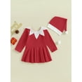 thumbnail image 2 of CIYCuIT Kids Baby Girls Christmas Dress Red Long Sleeve A-line Dress with Santa Hat Toddler Casual Cute Princess Dress for Party 6M 12M 18M 24M 3T 4T, 2 of 9