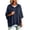 Navy, variant on Tops for Women, Pullover Sweaters for Women Hooded Side Slit Ribbed 3/4 Sleeve Sweaters, Drawstring, Batwing Sleeve, Soft and Comfort Fabric, Drop Shoulder