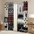 thumbnail image 2 of Rustic Deer Bear Curtains , Rustic Lodge Patchwork 30%-50% Blackout Curtains Vintage Woodland Animal Curtains & Drapes 38"Wx54"L, Adventure Camping Buffalo Plaid Window Curtains Farmhouse Decorations, 2 of 6