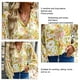thumbnail image 1 of Camisa Suave, Blusa De Mujer De Encaje Empalmado Transpirable Con Estampado Floral Con Escote En V Para Citas Para El Hogar, 1 of 4