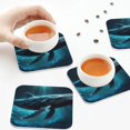 thumbnail image 7 of Fuzoiu Vintage Blue Pattern Whale Print Leather Coasters Set,Drink Coasters Set of 6,for Tabletop Protection, Durable PVC Coasters,Home Décor and Housewarming Gift,Square, 7 of 7