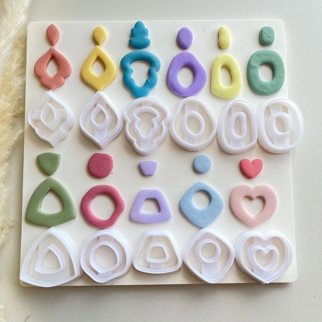 lanema 11pcs Soft Clay Molds for Earrings Irregular Geometric Patterns Mould for Ear Pendant Stylish Jewelry Making Supplies