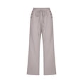 thumbnail image 3 of Jxximdong Capris Pants for Women, Women Fashion Solid Color Cotton Flax Elastic Long Pants Beach Leisure Trousers Linen, Silver Womens Casual Trousers, 3 of 7