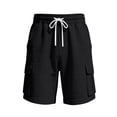 thumbnail image 5 of Nestiefly Mens Linen Cargo Shorts Summer Casual Loose Elastic Waist Drawstring Lightweight Beach Vacation Shorts with Pockets Black XL, 5 of 9