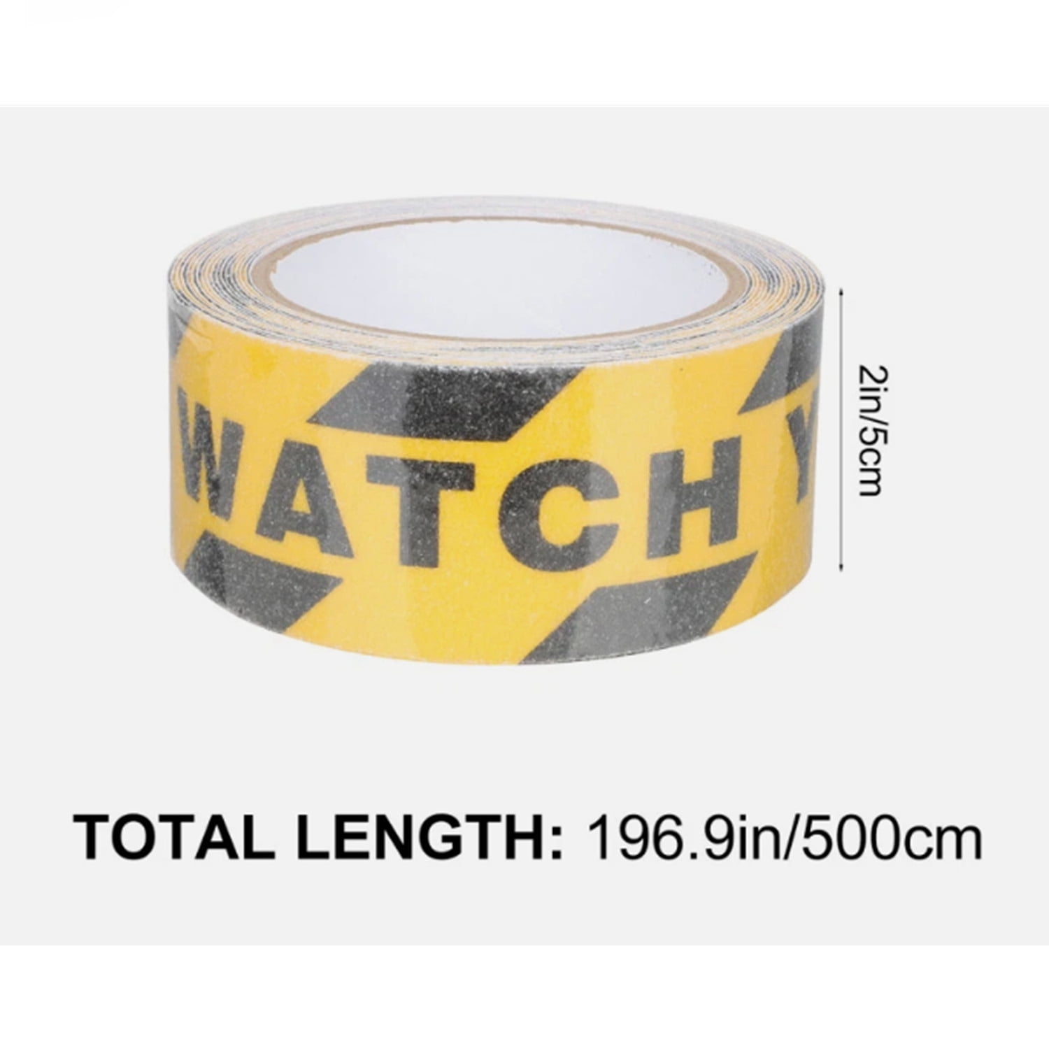 3 Pack Watch Your Step Safety Floor Tape 2 x 196 Inch – Non Slip Warning Adhesive Tape for Stairs Walkways Ramps, Indoor Outdoor Anti Skid Grip Strip
