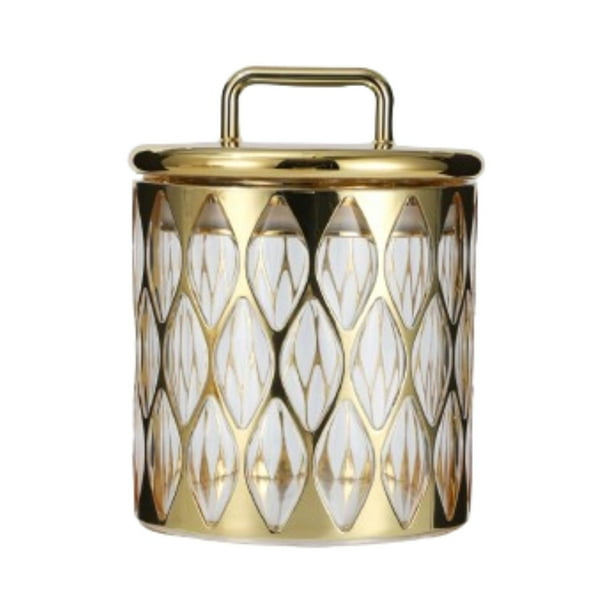 Jar de frasco decorativo contenedor de almacenamiento de alimentos con tapa de té té de azúcar de té tanister de alimentos sellados para decoración M Patrón cuadrado