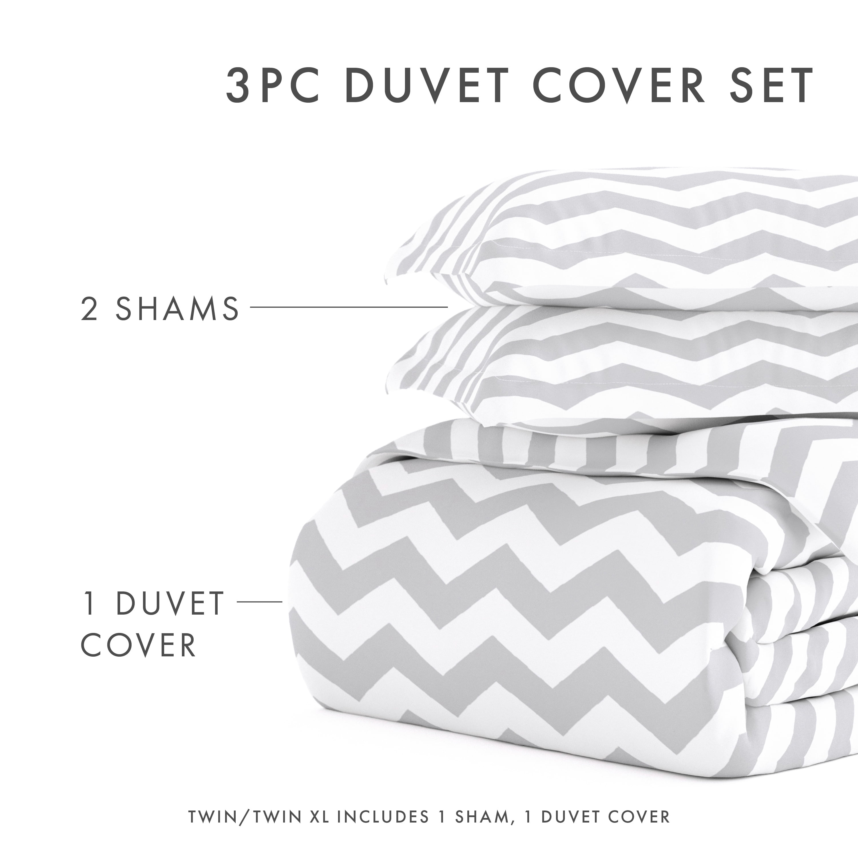Noble Linens Gray Arrow Pattern Duvet Set 3-Piece Duvet Cover Set, King/Cal King