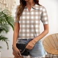thumbnail image 2 of Garbnen Plaid Polo Shirt Women Short Sleeve Collared T-Shirt Dress for Women Casual Trendy Color Block Office Outdoor Athletic Golf Shirt for Women XXL, 2 of 5