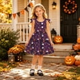 thumbnail image 2 of MEZZALL Girls Bow Shoulder Halloween Dress Ghost Pumpkin Print Sleeveless O-Neck A-Line Swing Kids Party Sundress Breathable Dresses, 2 of 5