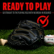 Franklin Sports Field Master Baseball Catchers Mitt, 31.5 in, Black/Gold, Right Hand Throw