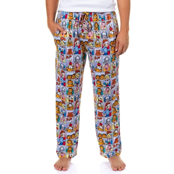 Garfield Pajamas Men's Character Comic Squares Adult Lounge Sleep PJ Pants
