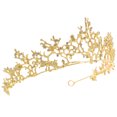 thumbnail image 4 of EeaseMX Tocados de novia, tiara barroca con libélula dorada y cristales de imitación, tiara de boda vintage, corona de reina para boda, cumpleaños, fiesta (dorada), 4 of 8