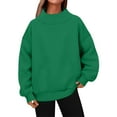 thumbnail image 3 of Women's Plus Size Casual Pullover, No Hood Crewneck Sweatshirt, Soft Long Sleeve Top, Loose Fit Comfort Wear, Oversized Everyday Blouse for Women Green M, 3 of 5