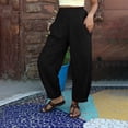 thumbnail image 2 of ABATAB Women's Cotton Linen Harem Pants Casual Loose Fit Pants High Waisted Lounge Summer Trousers with Pockets, 2 of 7