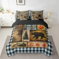 thumbnail image 2 of Buffalo Plaid Twin Comforter Set 7 Pcs,Rustic Bear Deer Wildlife Bedding Set,Woodland Animals RV Bed in a Bag,Vintage Western Bedroom Decor Sheet Set,Light Blue, 2 of 5