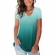 thumbnail image 2 of Camiseta de mujer con cuello en V, manga corta, gradiente superior, camiseta informal, verde, XXL Vogacara  AP001652-05, 2 of 5