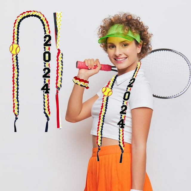 Graduation Ribbon Leis Braid Color Congrats Graduates Leis Necklace And Braid Bracelets For Graduation Party