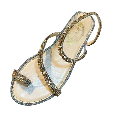

Youmylove Rhinestone Sandals Women Outwear French Fairy Wind Wrapped Flat Bottom Strap Roman Shoes Summer Comfy Beach Outdoor Walking Footwear