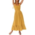 thumbnail image 3 of Txlixc - Vestido midi de verano para mujer, informal, con tirantes finos, sin mangas, de talle alto, fluido, línea A, largo Txlixc Estilo de ocio, 3 of 6