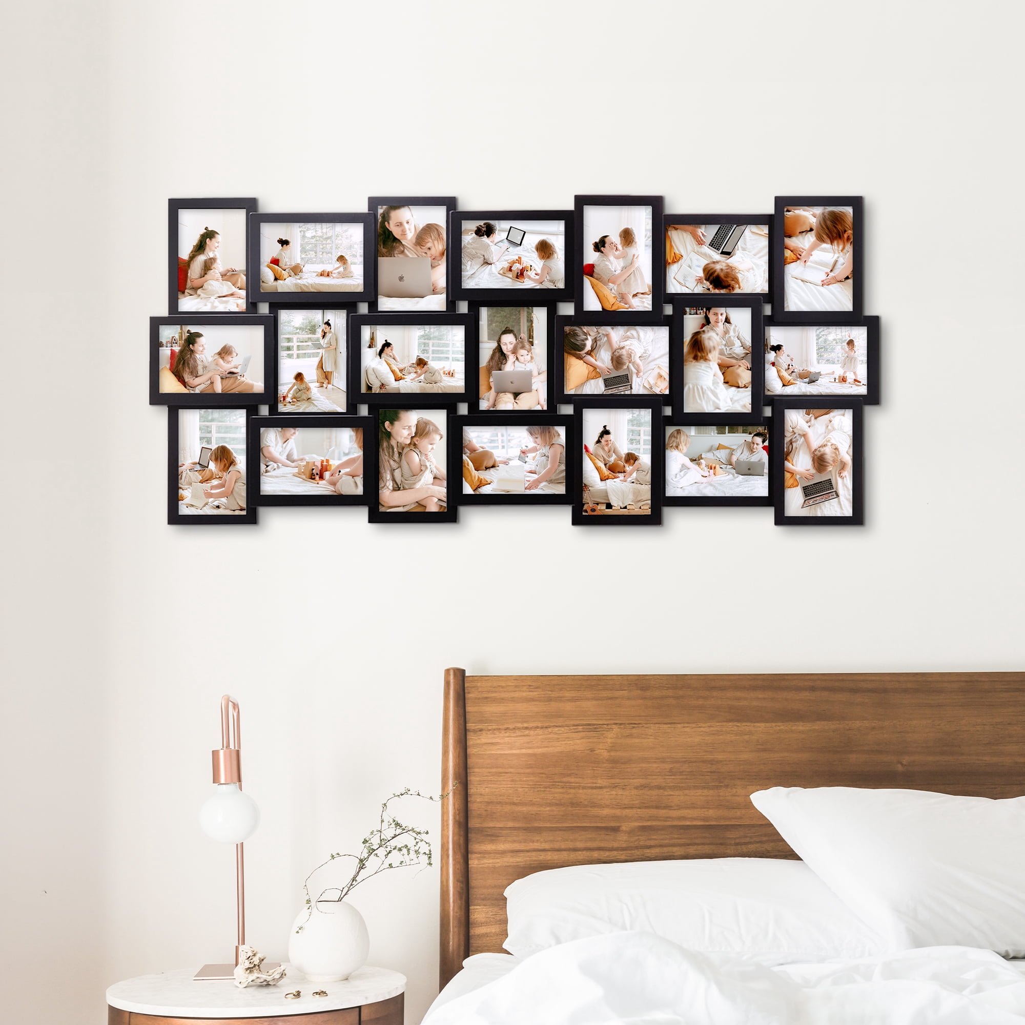 21 Openings Multiple Photo Frame Family Collage Picture Frames 6x4 Black For Wall
