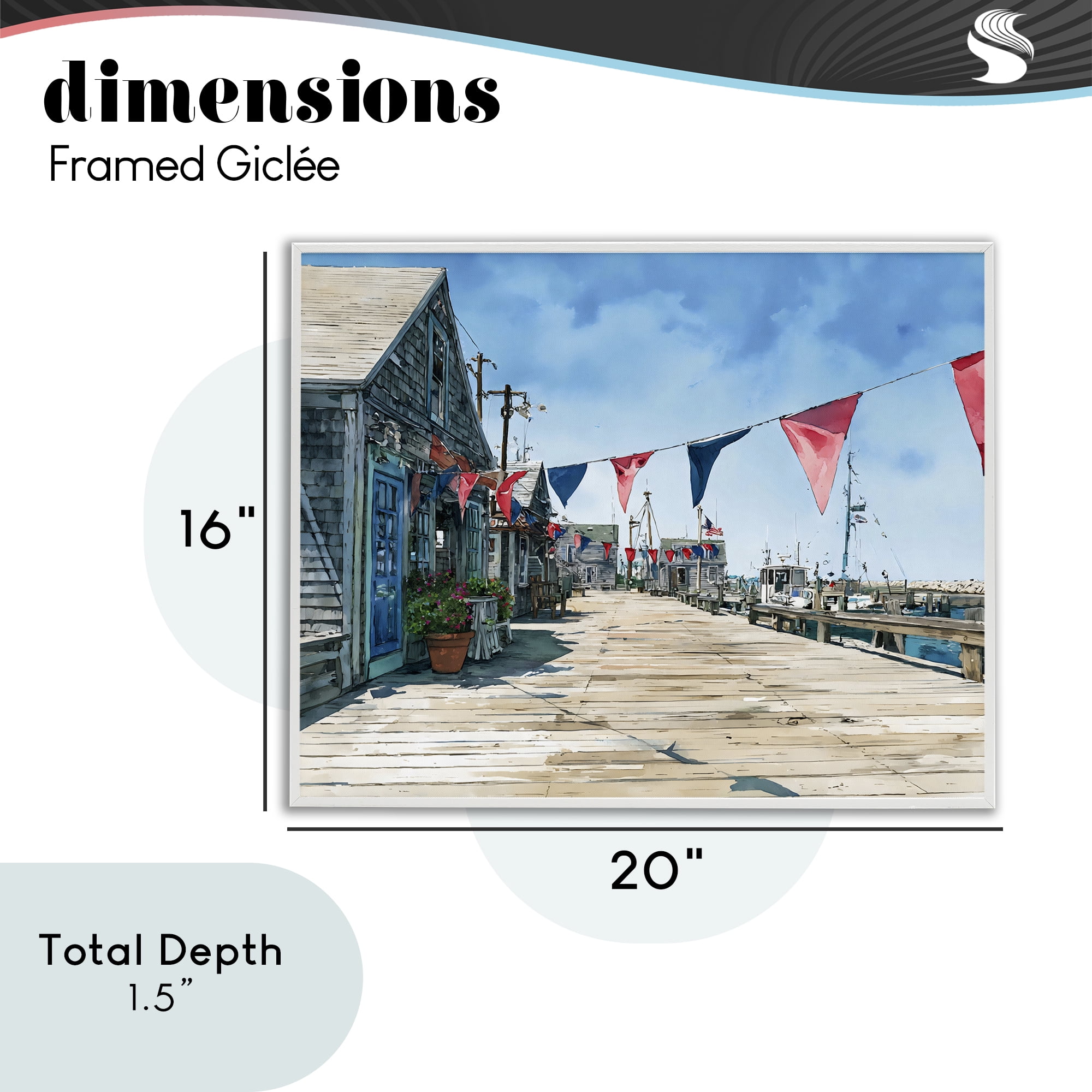 Stupell Industries Seaside Fishing Wharf White Framed Giclee Art, design by Franklyn Gregory