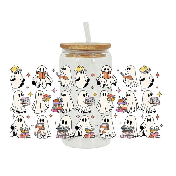 Wartleves 2024 Halloween UV DTF Cool Personalizar Transferencia Adhesivo Taza Para Envolver Vidrio