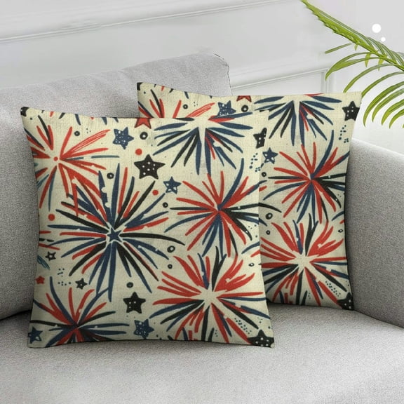 JRXY 2pcs Patriotic Rectangle Pillow Covers American Firework Throw Pillow Case 4th of July Cushion Cover for Independence Day Memorial Day Home Couch Sofa Decoration Supplies White