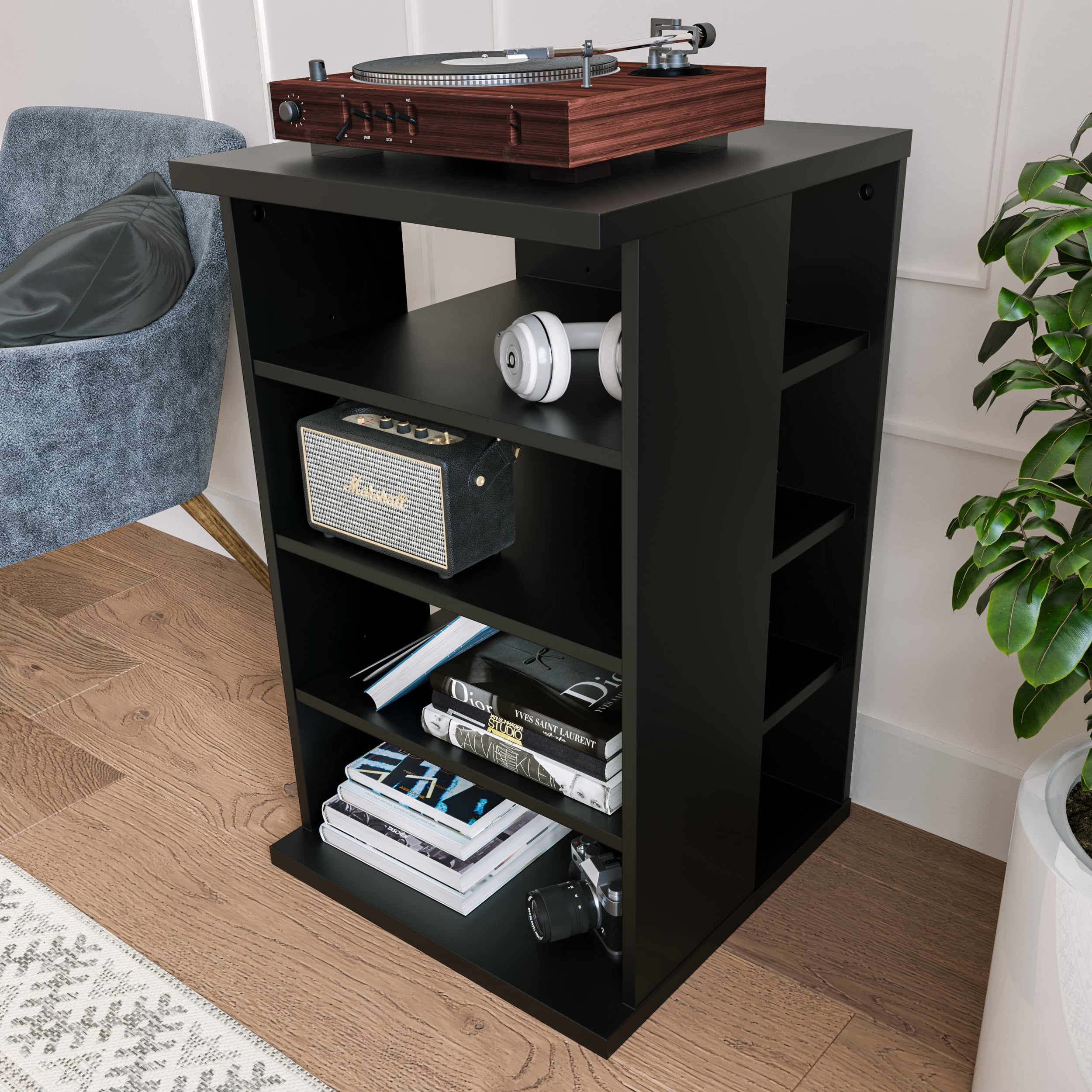 Nexera Jasper 4-Shelf Audio Tower Bookcase, Black