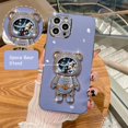 thumbnail image 1 of Funda de silicona con soporte plegable de oso de arena movediza de astronauta para iPhone 14 Pro Max 13 12 11 Pro Max XR Xs Max 14Plus, funda suave de Navidad Fivean unisex, 1 of 2