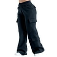 thumbnail image 1 of Pantalones Deportivos de Mujer, Estilo Cargo, de Pierna , Holgados, Ideales para Otoño, para el Trabajo y para Viajar. Negro XS, 1 of 7