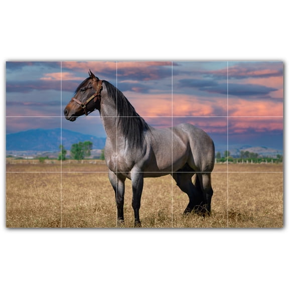 Picture-Tiles.com: Horse Ceramic Tile Wall Mural WAL500749-53S. 21.25"W x 12.75"H using (15) 4.25" x 4.25" Ceramic Tiles-Satin Finish