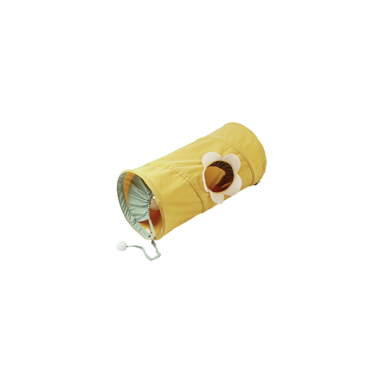 Cat Tunnel Toy, Foldable Yellow, 1 Pack,Suitable for Indoor Cats Play Hideout