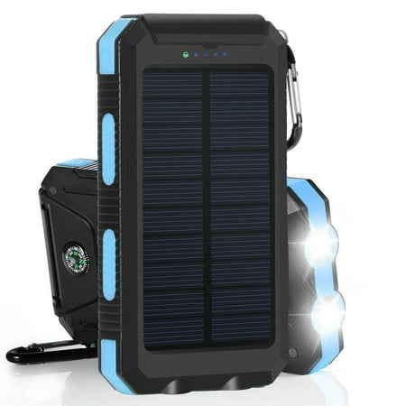 600000mAh Solar Power Bank, Waterproof Dual USB Portable Solar Battery Charger -