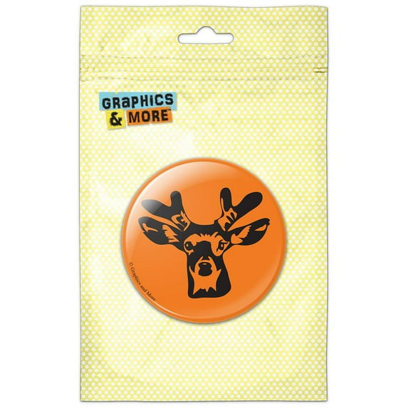 Deer Young Buck Hunting Forest Creature on Orange Pinback Button Pin Badge